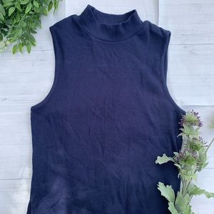 Navy High Collar Top